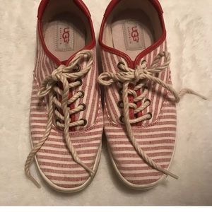 UGG Striped Red and Cream Canvas Sneakers